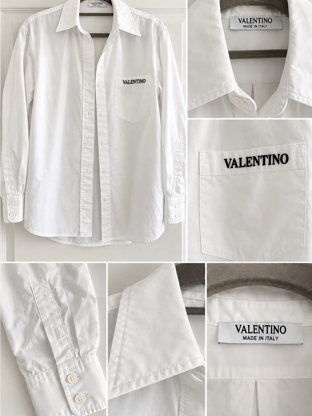 Valentino White Cotton Dress Shirt with Embroidered Chest Logo